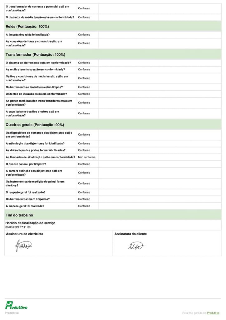 Modelo de ordem de serviço digital gerado no Produttivo após preenchimento, página 03
