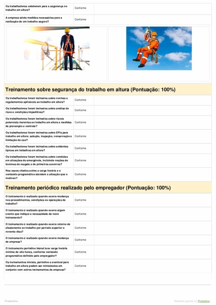 Modelo de Checklist NR 35 digital criado no Produttivo página 03