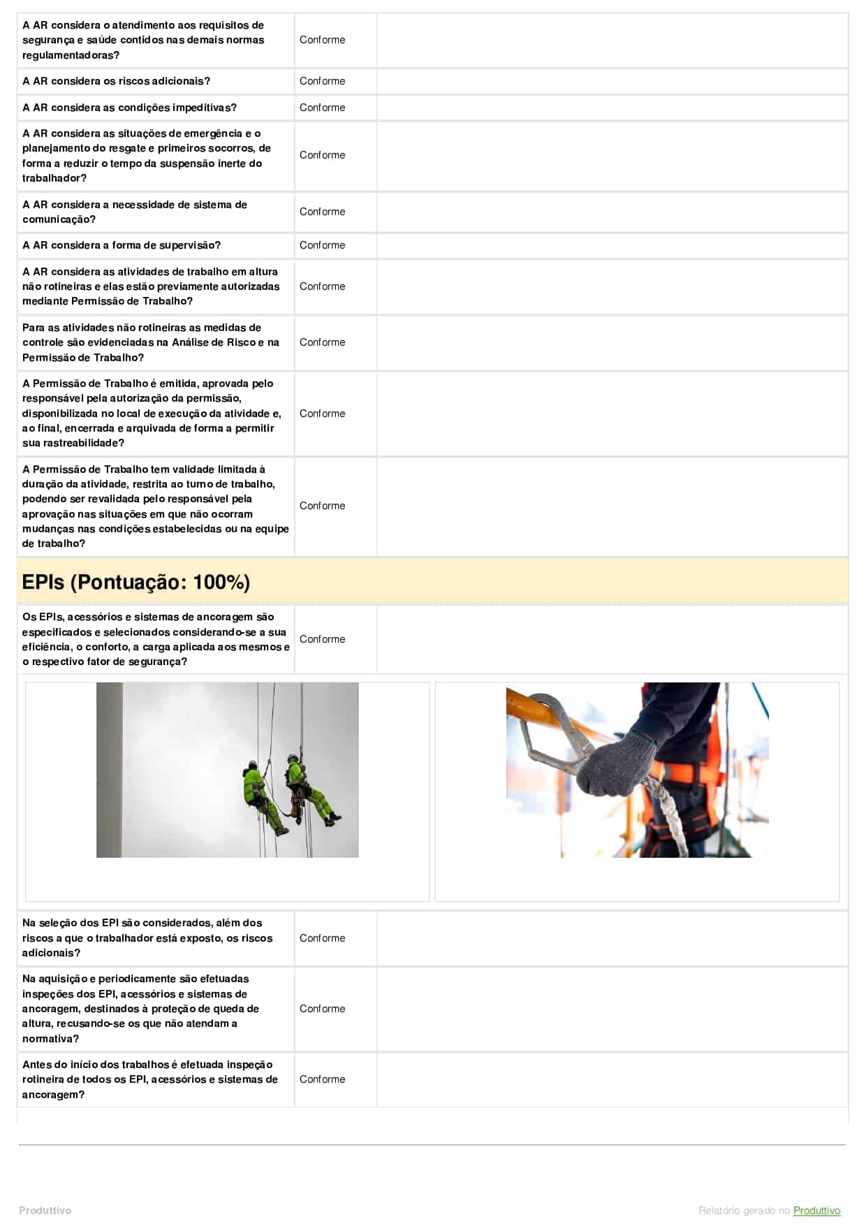 Modelo de Checklist NR 35 digital criado no Produttivo página 04