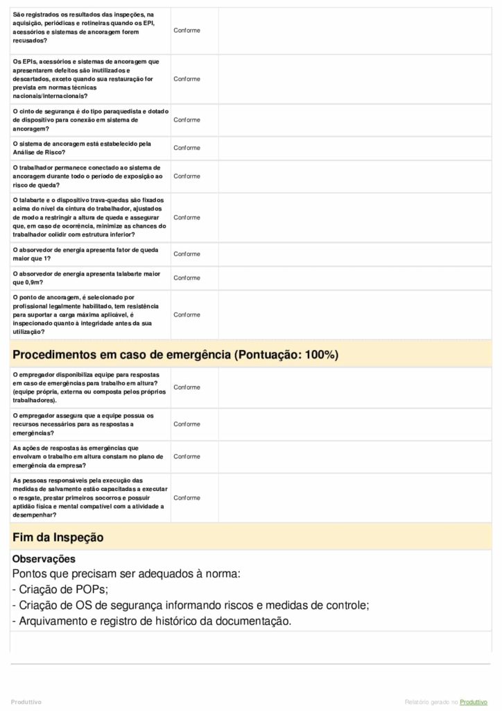 Modelo de Checklist NR 35 digital criado no Produttivo página 05