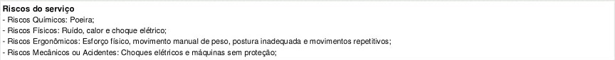 Exemplo de riscos da operação de uma ordem de serviço segurança do trabalho