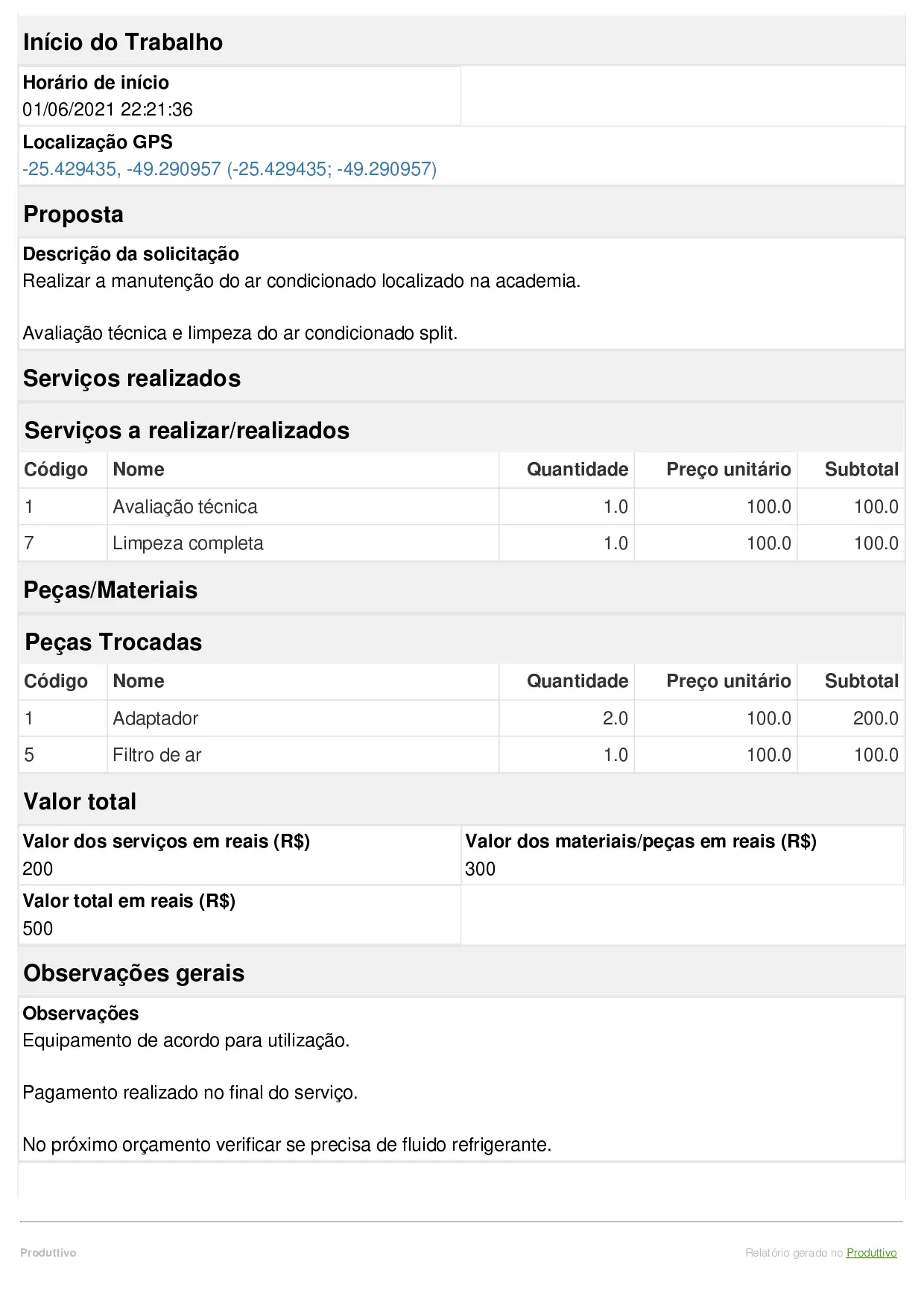 Exemplo de modelo de orçamento de serviço digital criado no Produttivo com recursos de cálculo automático, página 02