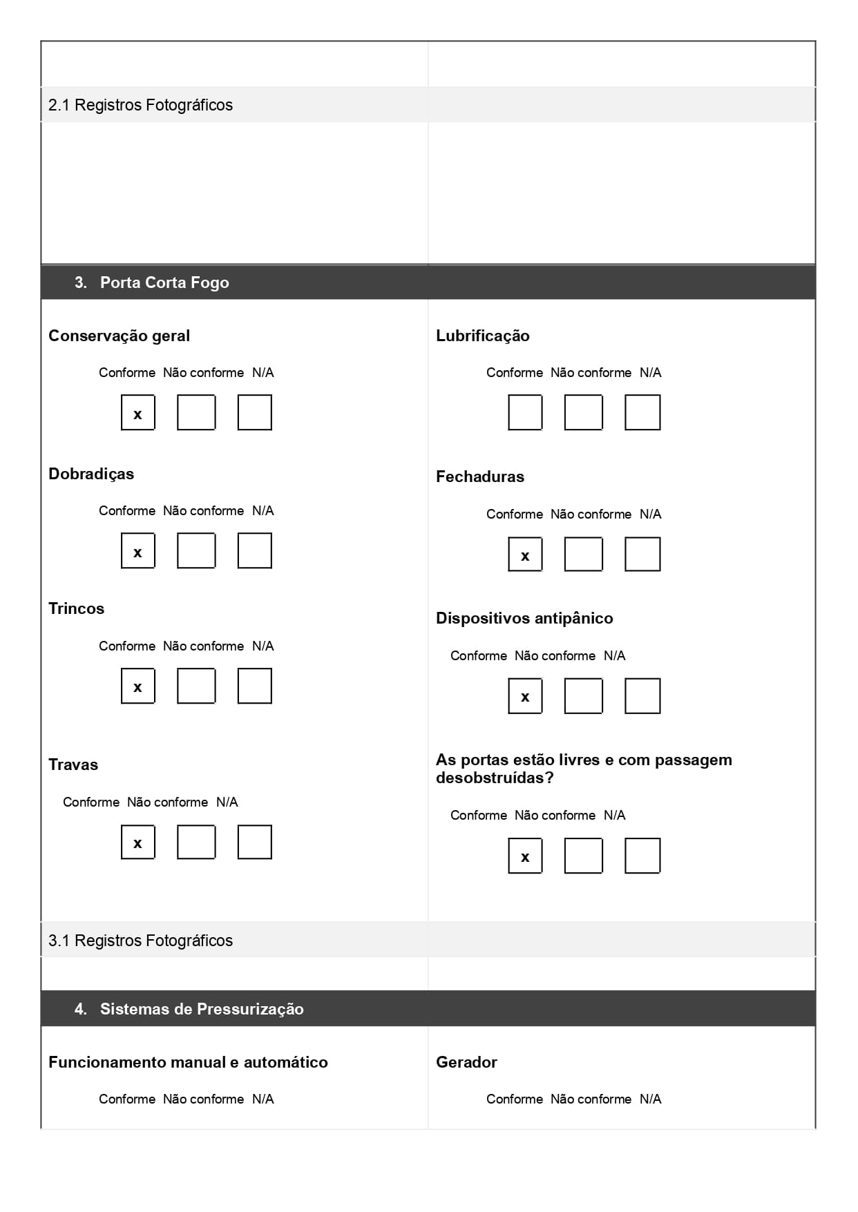 Modelo de checklist de combate contra incêndio em Word pronto para baixar, página 03