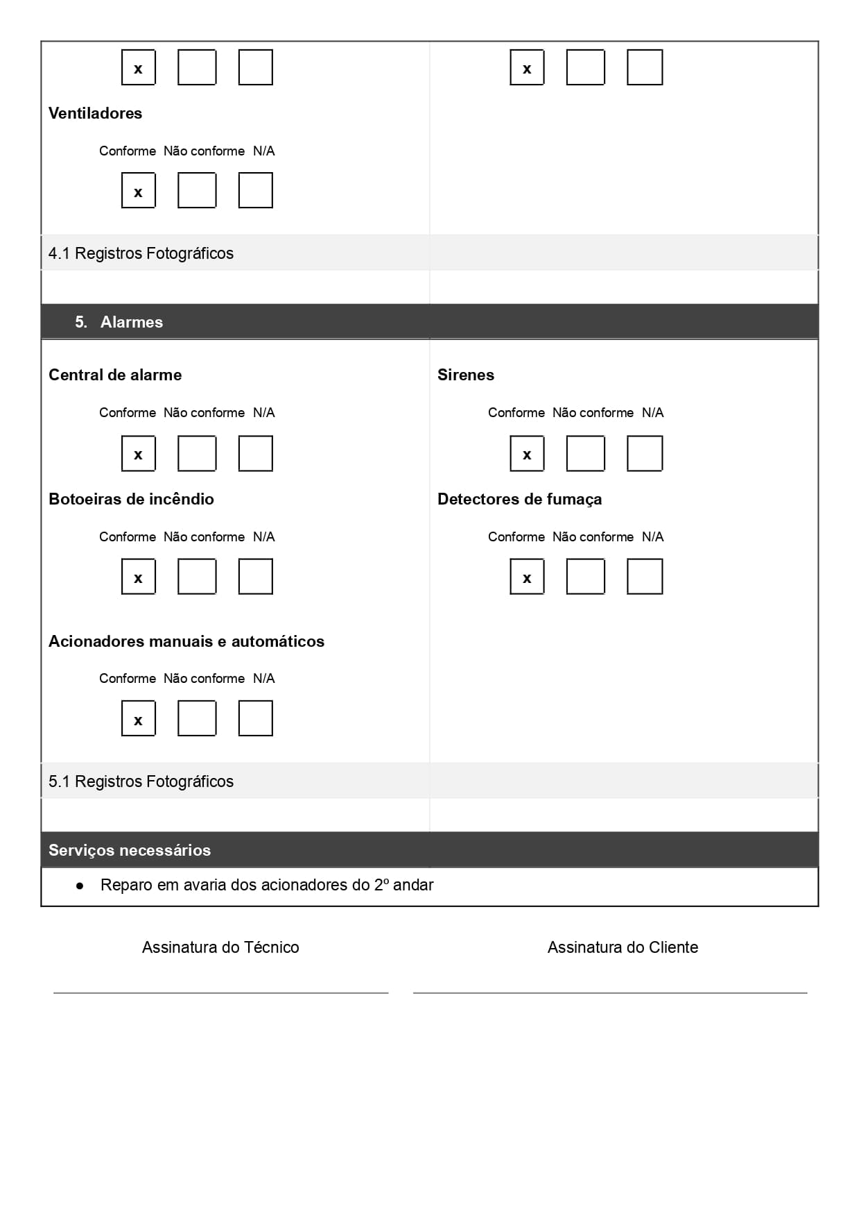 Modelo de checklist de combate contra incêndio em Word pronto para baixar, página 04