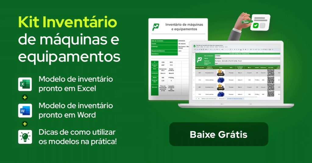 Kit inventário de máquinas e equipamentos pronto para baixar gratuitamente