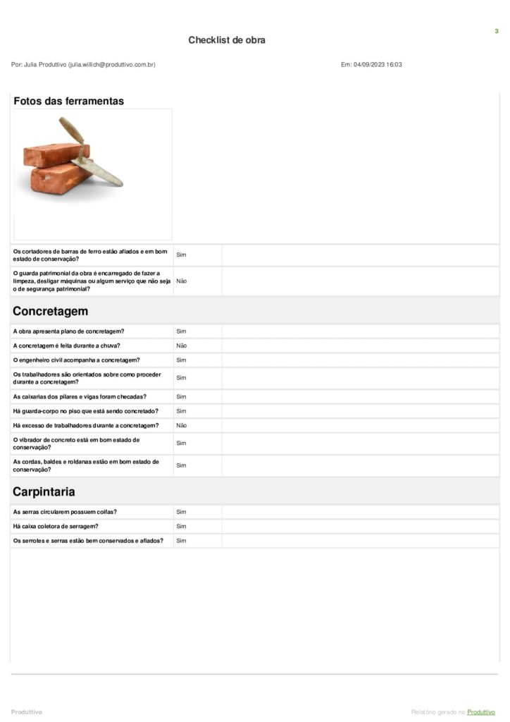 Modelo de Checklist de obra digital para usar no sistema do Produttivo, página 05