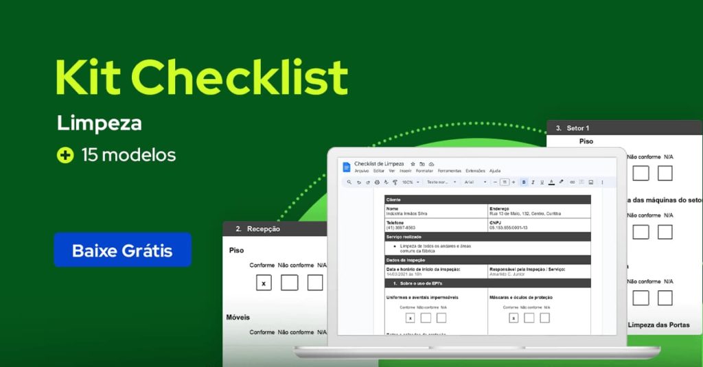 Modelo gratuito de Check list de limpeza para baixar