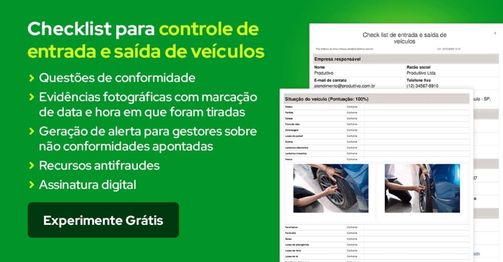 Modelo pronto de checklist de entrada e saída de veículos para testar no sistema do Produttivo 