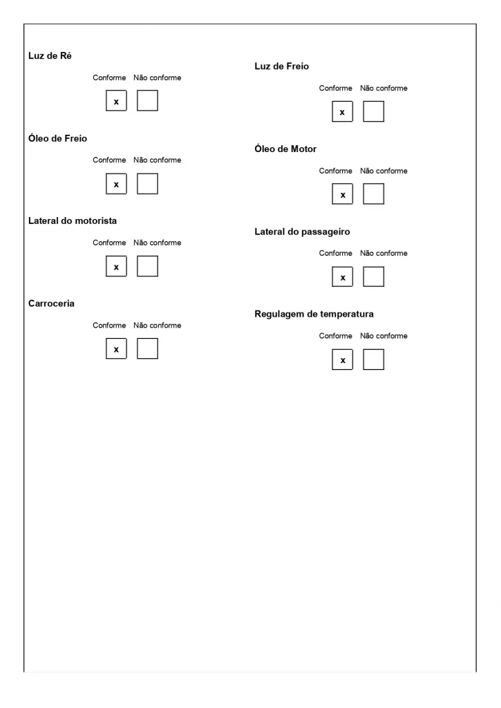 Exemplo de checklist de entrada e saída de veículos em Word para caminhão, pronto para baixar, página 05