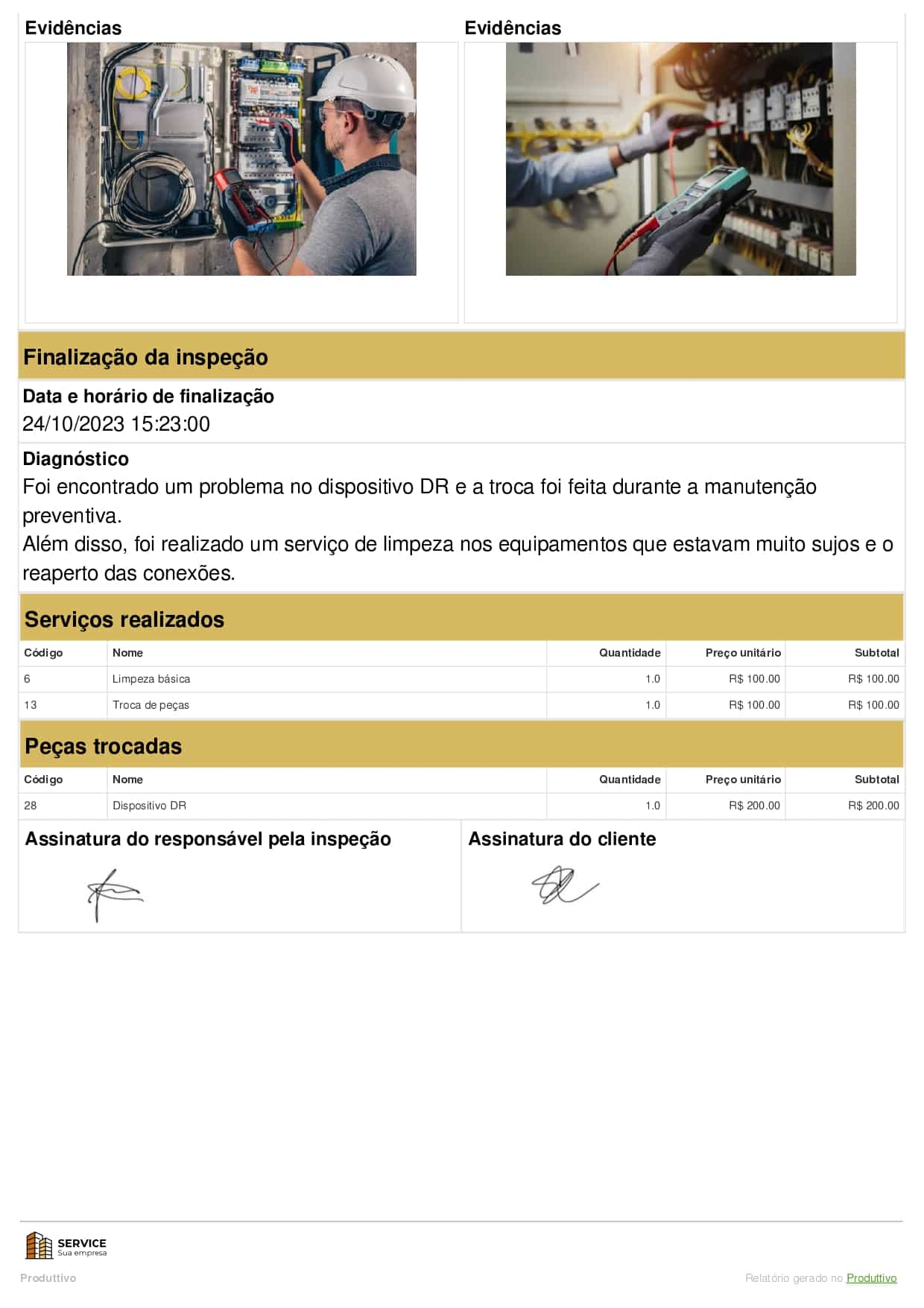 Modelo de check list manutenção preventiva elétrica digital para usar no sistema do Produttivo, página 04