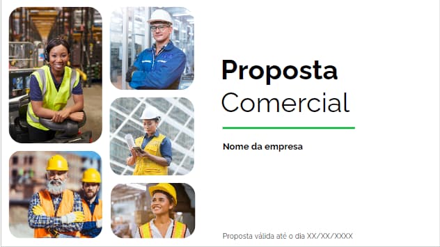 Exemplo do kit de proposta comercial pronto para baixar e editar gratuitamente, slide 01