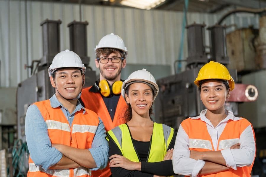 equipe participando de uma dinamica segurança do trabalho