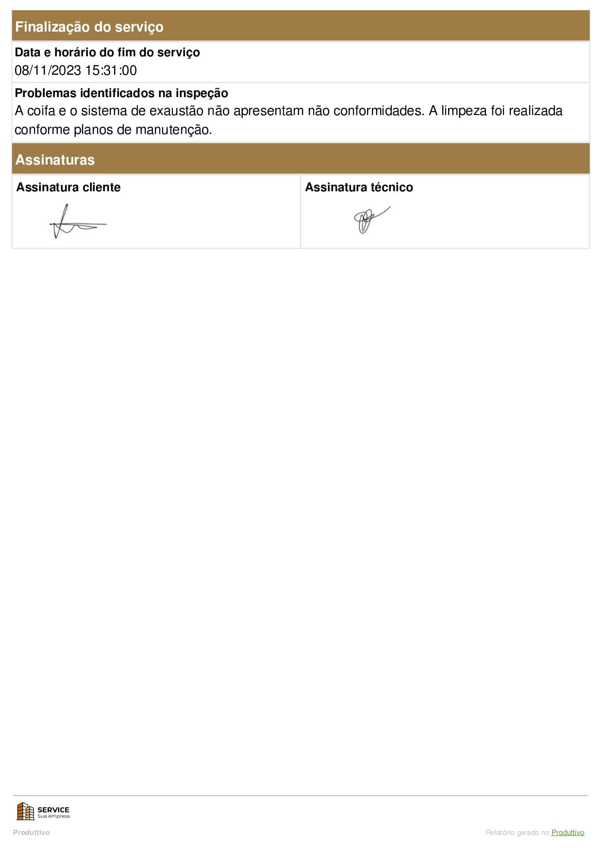 Laudo de limpeza de coifa pdf gerado no Produttivo, página 05