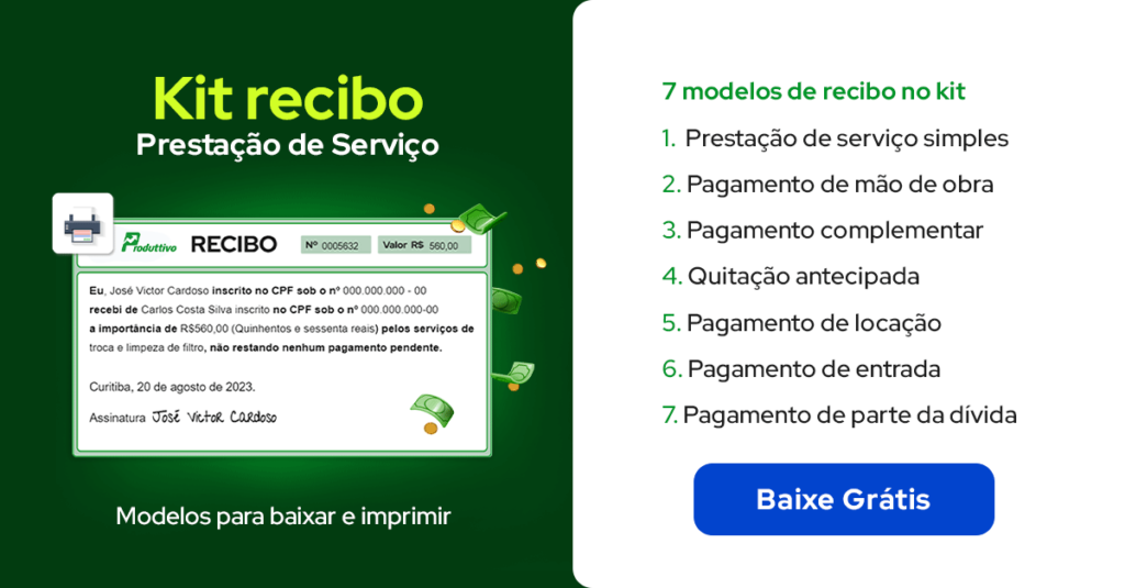 7 Modelos de Kit Recibo de prestação de serviço prontos para baixar gratuitamente