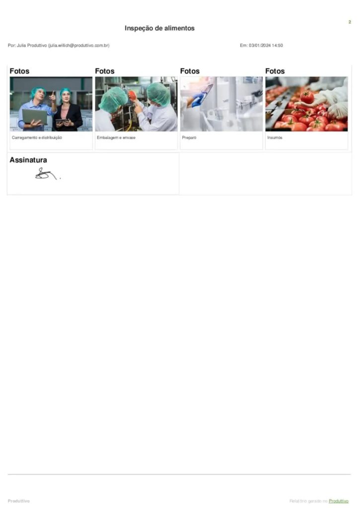 Checklist de inspeção de alimentos digital para usar no sistema do Produttivo 04