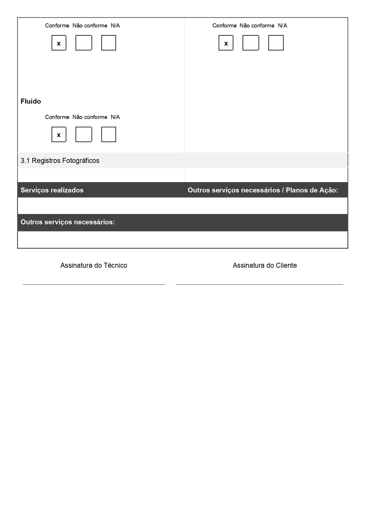 Modelo de checklist de manutenção de ar condicionado Word pronto para baixar de graça 03