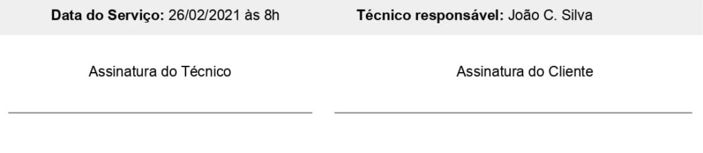 Exemplo de como incluir assinatura na ordem de serviço