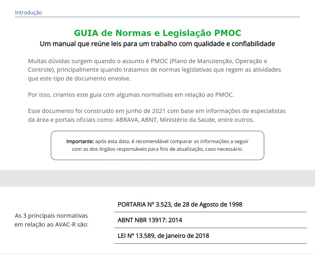 Guia com normas e legislações sobre manutenção de refrigeração 01