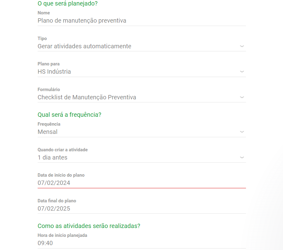 Como funciona a criação de plano de manutenção proativa no Produttivo