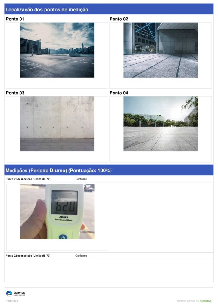 Laudo de análise de ruído para usar no sistema do Produttivo 02