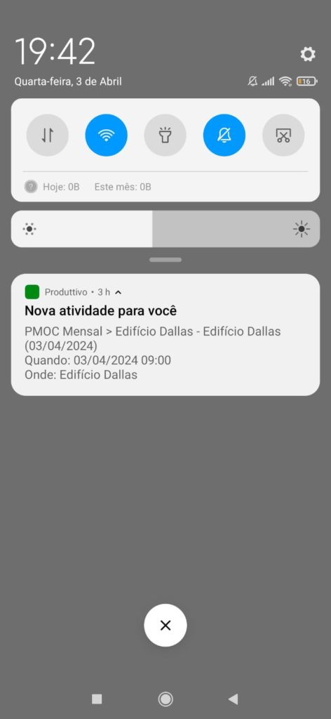 Notificação no celular do cronograma de manutenção agendado