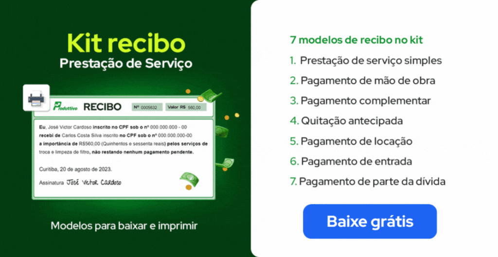7 modelos de kit recibo de prestação de serviços prontos para usar